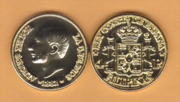 FILIPINAS  (Colonia Española-Rey Alfonso XII) 4 PESOS  1.881  ORO/GOLD  KM#151  SC/UNC  T-DL-10.709 REPLICA  Espa. - Philippinen