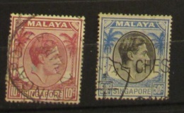 Singapore Malaya 1948 King George 10c E 50c - Singapour (...-1959)