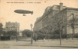 Delcampe - ISSY LES MOULINEAUX DIRIGEABLE AU DESSUS DE LA VILLE LA MAIRIE ET LE SQUARE - Issy Les Moulineaux