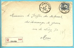 211 Op Brief Aangetekend Met Stempel JEMAPPES  ▲ - 1921-1925 Petit Montenez