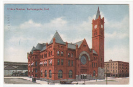 Union Railroad Station Depot Indianapolis Indiana 1909 Postcard - Indianapolis