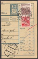 BuM0616 - Böhmen Und Mähren (1939) Olomouc 2 / Jevicko (Postal Parcel Dispach) Tariff: 50h + 3,20K (mixed Franking) - Lettres & Documents