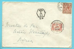 Brief Vanuit WINGHAM (G.B.) , Getaxeerd (taxe) Met TX 35 Met Stempel VLAMERTINGHE  ▲ - Cartas & Documentos