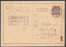 BuM0716 - Böhmen Und Mähren (1941) Jitschin - Jicin (card - Stamp: Lime Leaf) Tariff: 60h - Lettres & Documents
