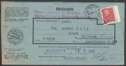 BuM0736 - Böhmen Und Mähren (1942) Klattau - Klatovy (acknowledgment Of Receipt) Tariff: 80h (local Tariff!) - Storia Postale