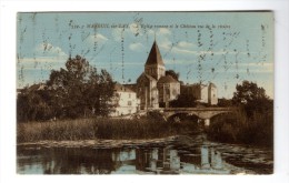 Cp , 85 , MAREUIL SUR LAY , L'église Romane Et Le Château Vus De La Riviére , écrite , Ed : Bergevin - Mareuil Sur Lay Dissais