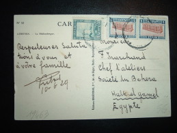 CP POUR EGYPTE DATEE 10-6-29 +TP 1 X2 + TP 40 - Storia Postale