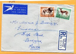 South Africa 1958 Registered Cover Mailed To Malta - Brieven En Documenten