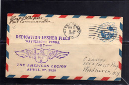 UNITED STATES STATI UNITI USA 27 APR 1929 LESHER FIELD WAYNESBORO PENNA JOE SITCKELL AMERICAN LEGION FIRST FLIGHT FDC - 1851-1940