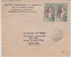 GUADELOUPE - 1945 - ENVELOPPE Avec CENSURE (AU DOS) De POINTE à PITRE Pour NEW-YORK - Storia Postale
