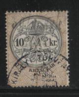 HUNGARY ALLEGORIES 1881 10KR  BLACK & BISTRE REVENUE WMK KR BAREFOOT 112  PERF 11.50 - Fiscales