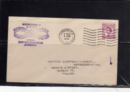 GREAT BRITAIN GRAN BRETAGNA 8 APR 1958 FIRST FLIGHT LONDON WARSZAWA 3 BRITISH EUROPEAN AIRWAYS  FDC COVER - 1952-1971 Em. Prédécimales