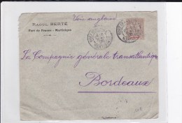 MARTINIQUE - TYPE GROUPE - 1905 - ENVELOPPE COMMERCIALE De FORT DE FRANCE Pour BORDEAUX - Storia Postale