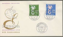 Saarland: Europa 1958,  FDC  ESST ! - Briefe U. Dokumente