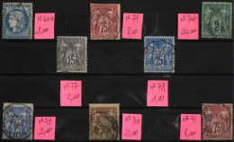 LOT De 8 TIMBRES ANCIENS OBLITERES N° 60a-71-74-77-78-79-80-71 - Bon état - 1876-1878 Sage (Type I)