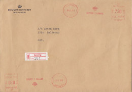 Denmark DOMMERKONTORET Registered Einschreiben LEMVIG Label 1981 Meter Stamp Cover Brief EMA Print Maschine - Frankeermachines (EMA)