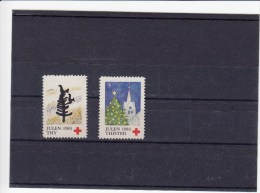 Denemarken Kerstvignetten Thisted Julemaerke-Dansk Rode Kors 1983(2 Verschillende) 12.00 DKK - Local Post Stamps