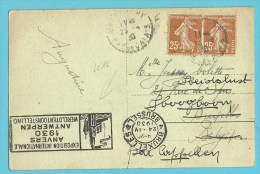 Kaart Met Als Aankomst Mekanische Vlagstempel EXPOSITION INTERNATIONALE ANVERS 1930 / WERELDTENTOONSTELLING ANTWERPEN - Targhette