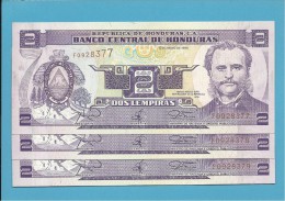 HONDURAS - 3x2 LEMPIRAS - 12.05.1994 - P 72 - UNC. - FOLLOWED NUMBERS-NOMBRES SUIVANTS-NUMEROS SEGUIDOS - Honduras