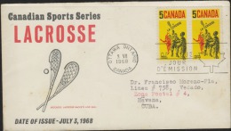 O) 1968 CANADA, RACKETS AND BALL, LACROSSE, FDC USED TO HAVANA. - 1961-1970
