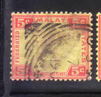 Malaya Federated Malay States 1901-1910 Tiger 5c Used - Federated Malay States
