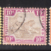 Malaya Federated Malay States 1901 Tiger 10c Used - Federated Malay States