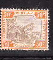 Malaya Federated Malay States 1904-10 Tiger 50c Wmk 3 Used - Federated Malay States