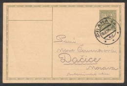 C00119 - Czechoslovakia (1927) Praha 14 (manual Postage Postmark), Postal Stationery "Small Arms" - Lettres & Documents