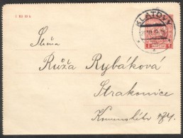 C00129 - Czechoslovakia (1937) Klatovy (manual Postage Postmark); Postal Stationery - 1,00 CSK (Small Arms) - Briefe U. Dokumente