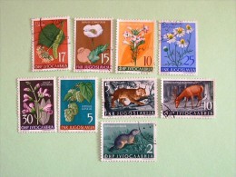 Yugoslavia 1954/55 - Flowers - Animals - Medicinal Plants - Lynx Deer Ground Squirrel - Used Stamps