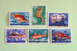 Yugoslavia 1956 Sea Horse Fishes Lobster Nautilus - Used Stamps