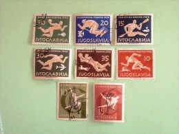 Yugoslavia 1956/57 Sports Olympics Gymnastic Running Kayak Skiing Swimming Soccer Water Polo - Used Stamps
