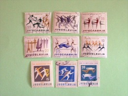 Yugoslavia 1959/60 Sports Gymnastics High Jump Running Basketball Swimming Skiing - Used Stamps