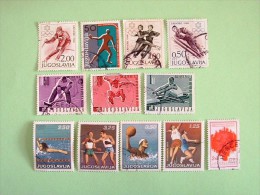 Yugoslavia 1965/72 Sports Table Tennis Skiing Dance On Ice Hockey Jump Boxing Swimming Basketball Water Polo - Gebruikt