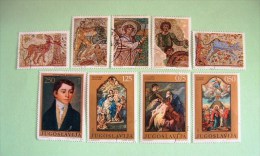 Yugoslavia 1970 Paintings Portrait Mosaic Hunters Bull Abraham Holy Family - Used Stamps