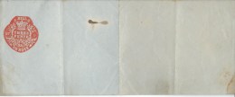 1886 3 Pence Bill Or Note Embossed Stamp On Folded Paper Complete Unused Front, Back & Inside Shown - Covers & Documents