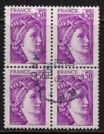 FRANCE : N° 1969 Oblitéré Enbloc De 4 (Type Sabine) - PRIX FIXE - - 1977-1981 Sabine De Gandon