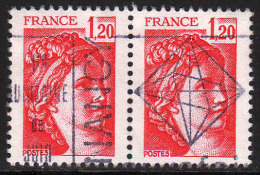 FRANCE : N° 1974 Oblitéré En Paire Horizontale (Type Sabine) - PRIX FIXE  - - 1977-1981 Sabina Di Gandon