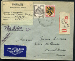 FRANCE - ARMOIRIES - N° 602 + 735 / LR AVION DE TOULOUSE LE 30/3/1945, POUR CASABLANCA - TB - 1941-66 Coat Of Arms And Heraldry
