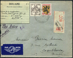 FRANCE - ARMOIRIES - N° 602 + 735 / LR AVION DE TOULOUSE LE 30/3/1945, POUR CASABLANCA - TB - 1941-66 Coat Of Arms And Heraldry