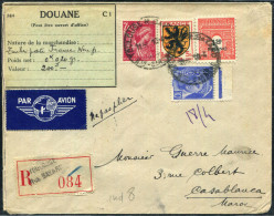 FRANCE - ARMOIRIES - N° 602 + 654 + 657 + 708 / LR AVION DE TOULOUSE LE 10/4/1945, POUR CASABLANCA - TB - 1941-66 Escudos Y Blasones