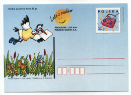 ENTIER POSTAL POLOGNE CIGOGNE RADIO FLEUR PAPILLON LETTRE - Cigognes & échassiers