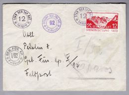 Schweiz Soldatenmarken 1939 Brief "GEB:SAP:BAT.12" - Documenten