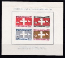 Schweiz Soldatenmarken Block 1939 4 Werte "Brieftaubenzug " Ungebraucht - Labels