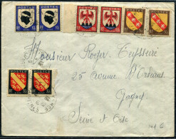 FRANCE - ARMOIRIES - N° 755 A 758 TOUS EN PAIRE / LETTRE DE VENCE LE 4/10/1946, POUR GAGNY - TB - 1941-66 Coat Of Arms And Heraldry