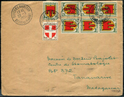 FRANCE - ARMOIRIES - N° 836 + 837 (7) / LETTRE DE GUIGNES RABUTIN LE 22/3/1951, POUR MADAGASCAR - TB - 1941-66 Coat Of Arms And Heraldry