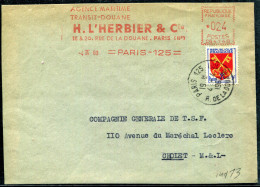 FRANCE - ARMOIRIES - N° 1047 + O.M. ROUGE 24F / LETTRE DE PARIS LE 4/4/1960, POUR CHOLET - SUP - 1941-66 Escudos Y Blasones