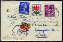 FRANCE - ARMOIRIES - N° 1183 + 1184 + 1011B + 1116 / LETTRE D'IVRY LE 2/1/1959, POU L'AUTRICHE - TB - 1941-66 Coat Of Arms And Heraldry