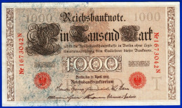 1 BILLET - MONNAIE - PAPIER - EUROPE - BILLET BANQUE EMPIRE ALLEMAGNE 1000 MARK EIN TAUSEND MARK 1910 NR1673042N - 1.000 Mark