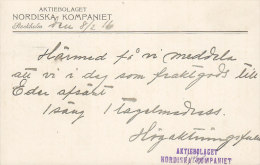 Sweden Postal Stationery Ganzsache Entier Brevkort Private Print NORDISKA KOMPANIET, STOCKHOLM 1916 To BOXHOLM (2 Scans) - Interi Postali